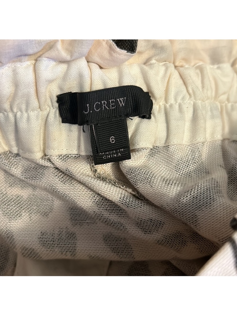 J. Crew Linen Paper Bag stretch waist leopard print trousers size 6 career - Picture 8 of 8
